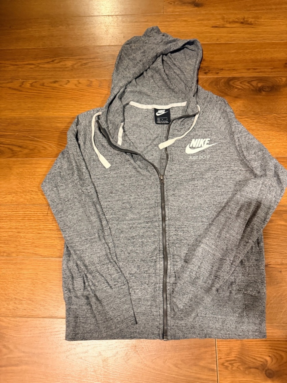 Nike Gray Zip-Up Hooded Jacket with White Logo
